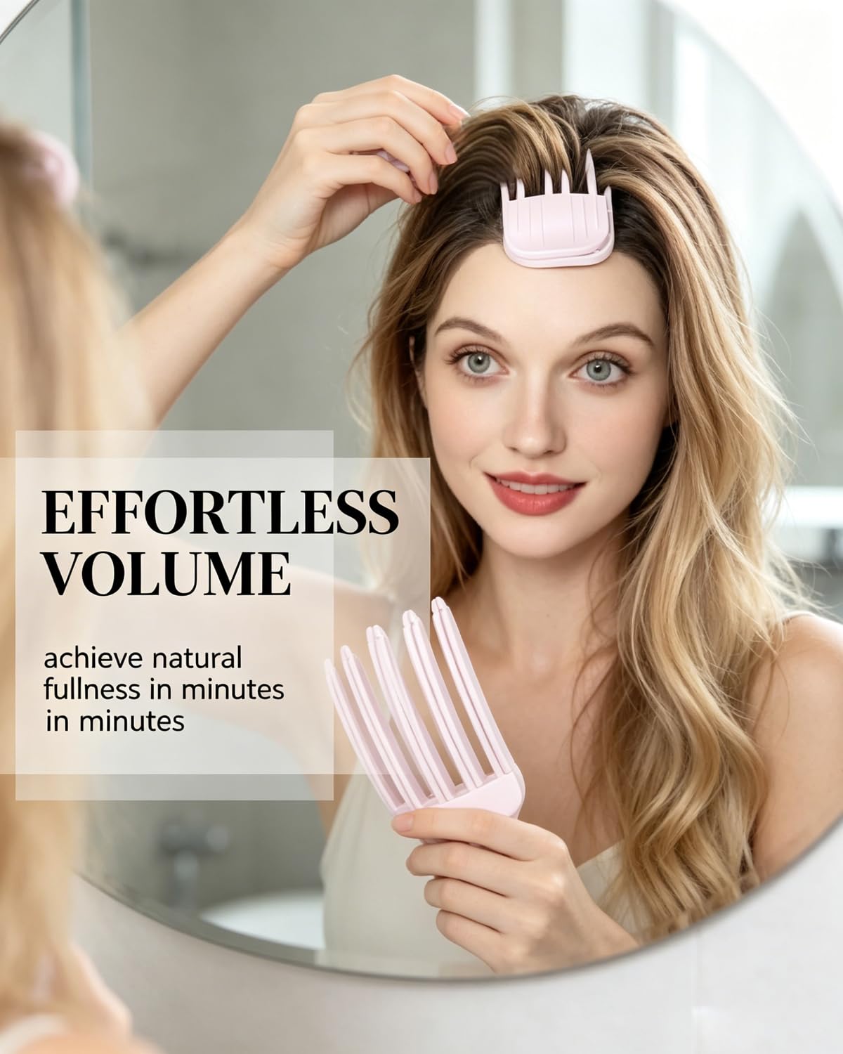 2 Pezzi Pettine per Capelli Volumizzante Rosa, Clip Della Radice Del Volume, Pettine Per Radici Volume Dei Capelli Ricci E Mossi, Fermagli Volumizzanti Frangia, Accessori Capelli Donna Uomo