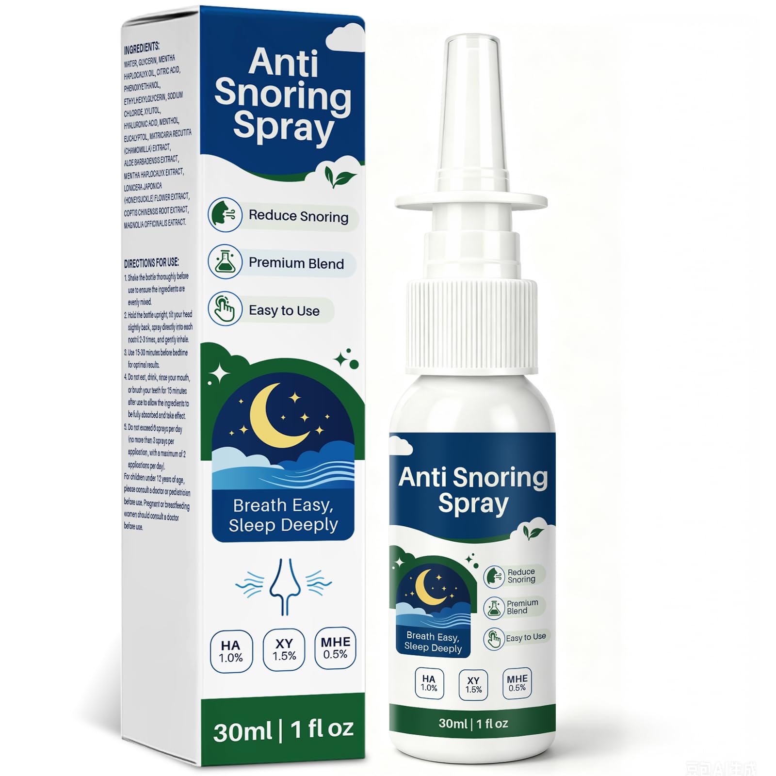 Anti Snoring Spray, Nighttime Snoring Solution for Nasal Use, 30ml