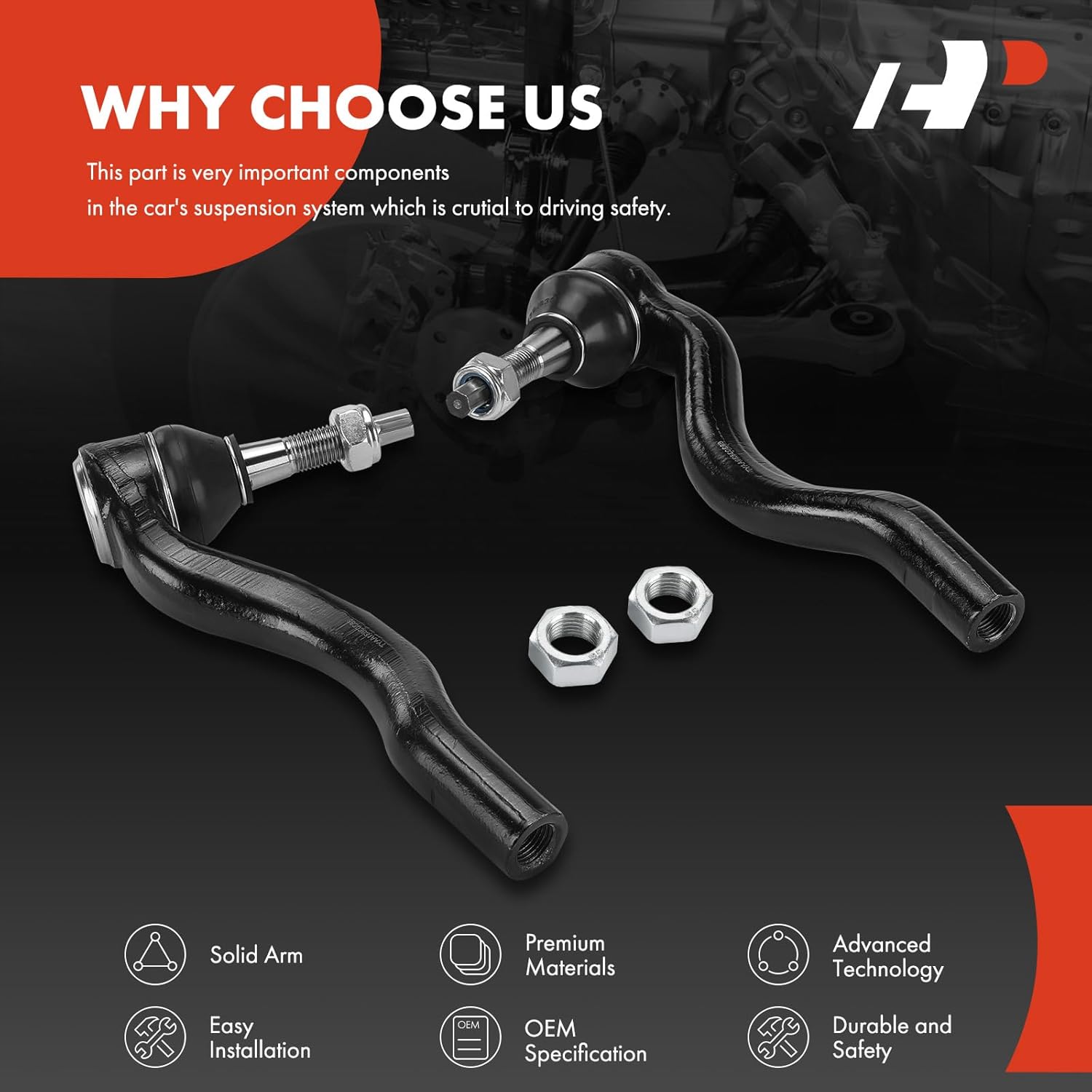 A-Premium 2 x Front Outer Tie Rod Ends, Compatible with Jeep WK2 Series Grand Cherokee 2016-2021 & Dodge Durango 2016-2023