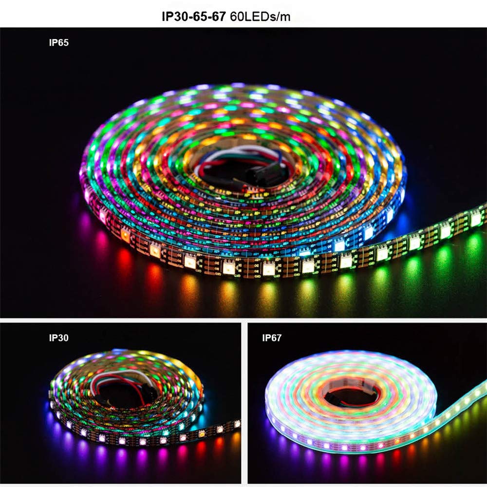 WS2813 LED tira direccionable doble señal individualmente pixel 3 30 150 LED negro PCB DC 5 V IP65 impermeable flexible RGB tira de luz 5 m