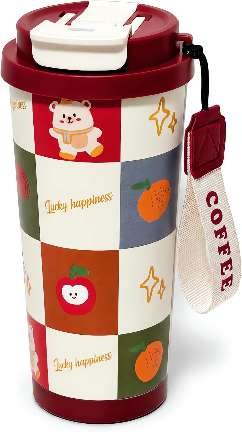 16 oz Coffee Travel Mug, Cute Coffee Tumbler with Lid