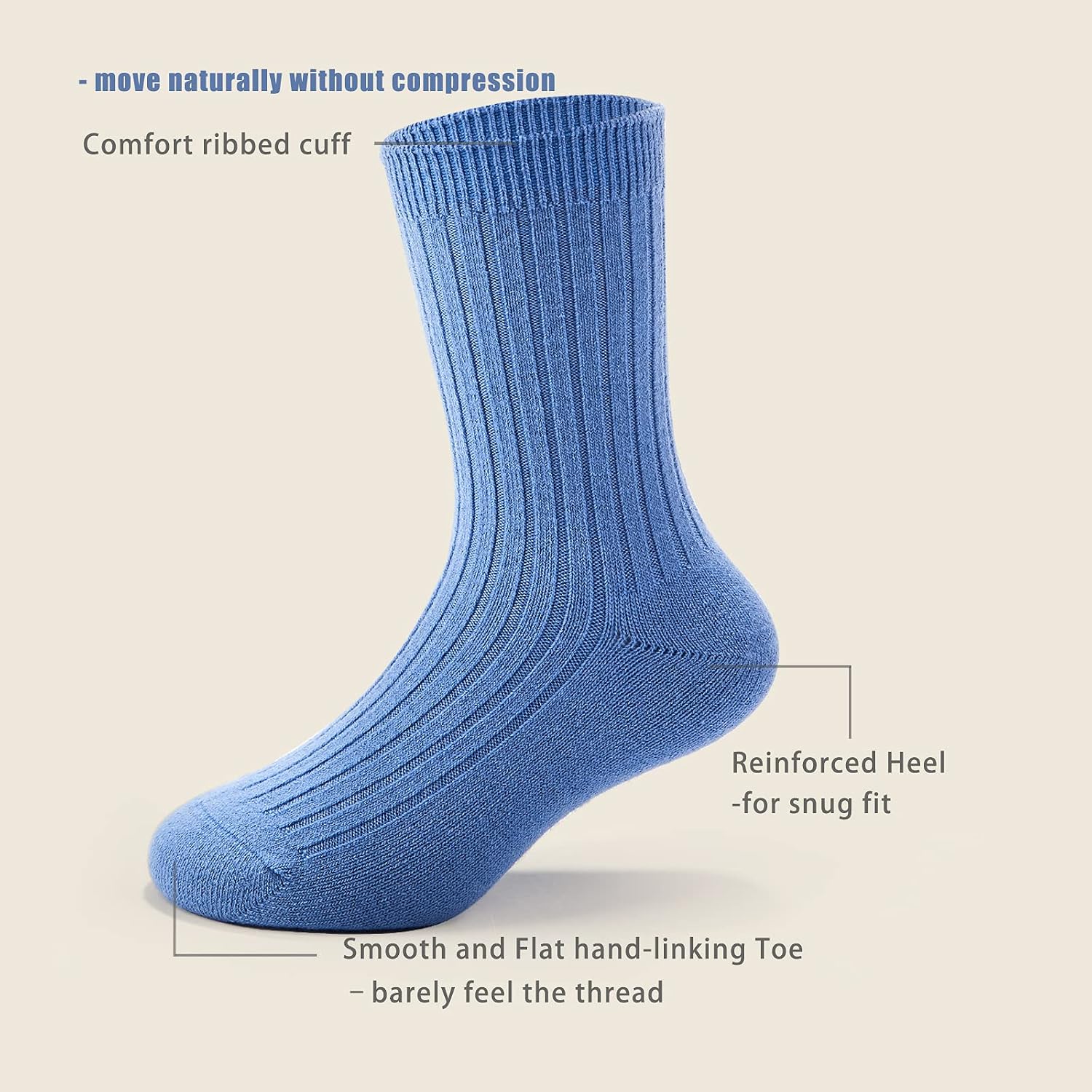 HowJoJo Girls Wool Socks Kids Crew Seamless Winter Warm Thermal Socks 6 Pack