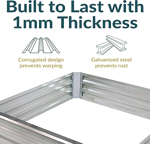 Miniatura 187 de Sunnydaze Cama de jardín de metal elevada de 11.75 pulgadas de alto, cama de jardín elevada galvanizada para exteriores para verduras y flores