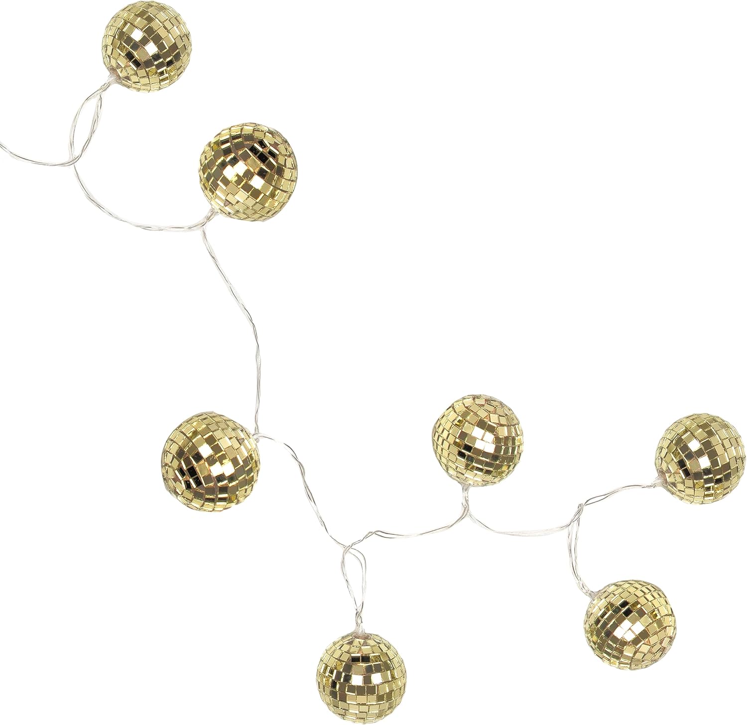 Talking Tables Gold Mirror Disco Ball Indoor String Lights for Birthday Parties Christmas Fairy Lights Table Decorations Wedding Holiday Parties Battery Operated LED Warm Glow 5.2ft