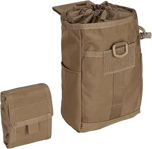 Tactical Molle Bag, Molle Magazine Dump Pouch Drawstring Ammo Holster Bag Waterproof 600D Foldable Molle Bag For Outdoor Hiking Camping Hunting (Tan