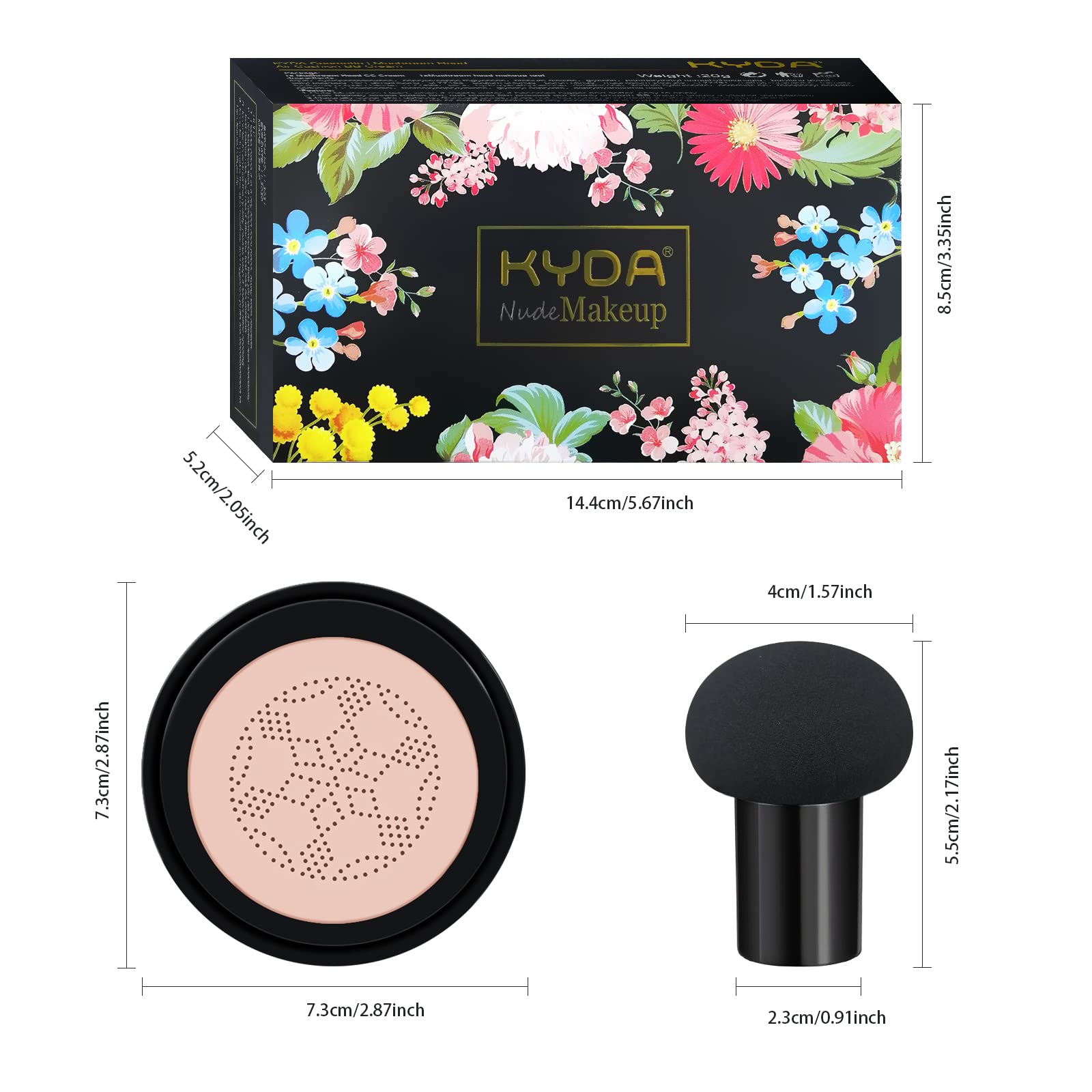 BB cream con esponja aplicadora en forma de hongo, corrector duradero color piel, maquillaje hidratante pigmento cc base líquida, prebase de maquillaje color natural. 7