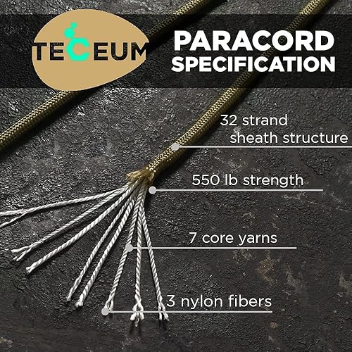 Vista 250 de TECEUM - Cuerda resistente 1000 de 1000 / 200 / 100 / 50 pies, más de 40 colores, cuerda para supervivencia y campamento, cuerda de nailon Patriot