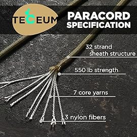 TECEUM Paracord Type III 550 Coyote Brown - 200 ft - 4mm - Tactical Rope MIL-SPEC - Outdoor para Cord -Camping Hiking Fishing Gear and Equipment - EDC Parachute Cord - Strong Survival Rope 012 n1