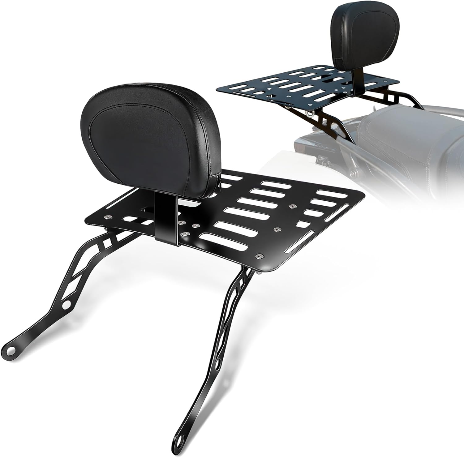 Passenger Backrest Sissy Bar with Rear Luggage Rack Compatible with Can-Am Spyder F3/F3-S/F3-T 2015-2025 Accessories(Bright Black)