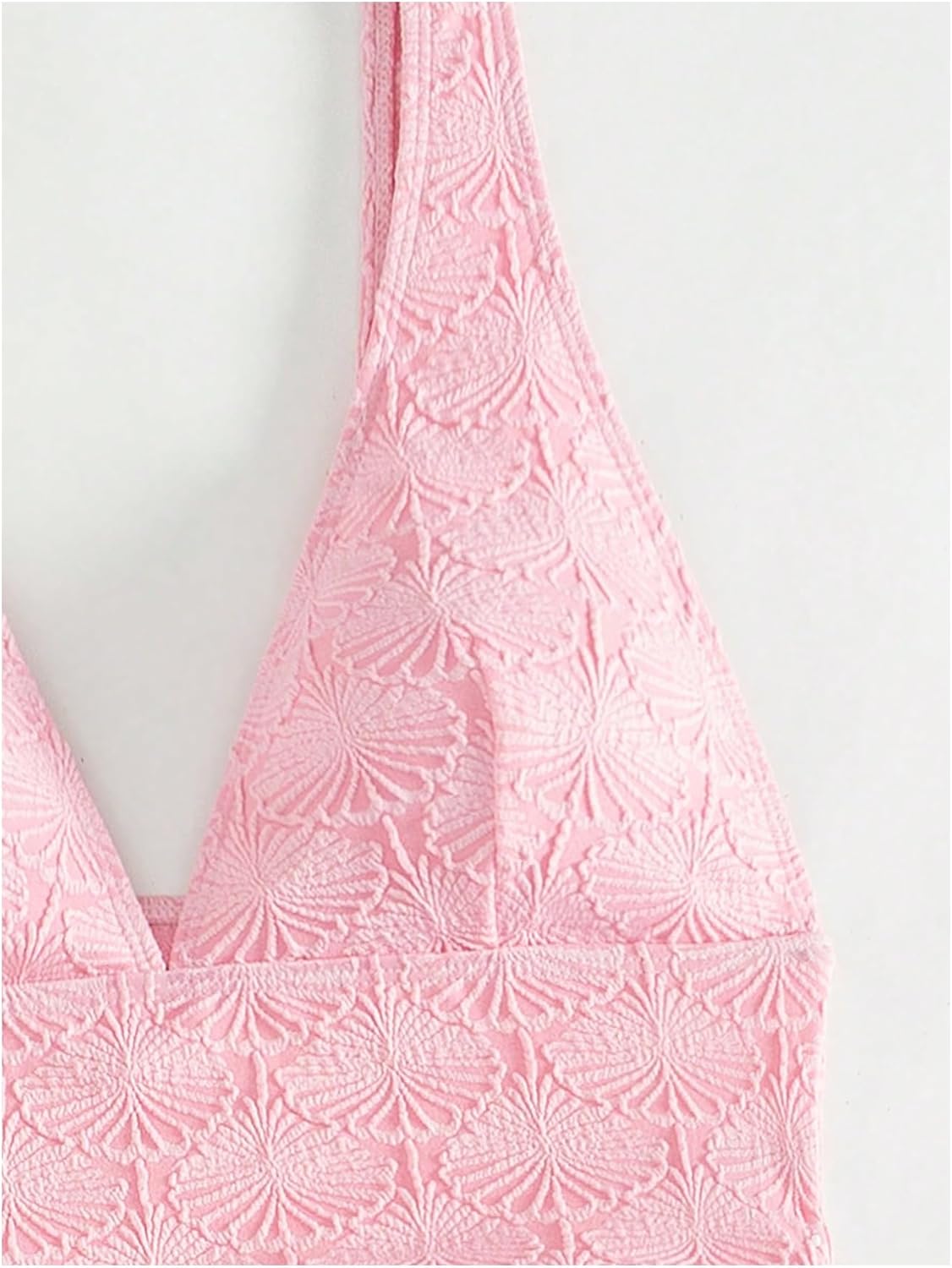 SweatyRocks Women's Textured Drawstring Tankini Swimsuit Wireless High Waisted 2 Piece Bathing Suit - Image 2