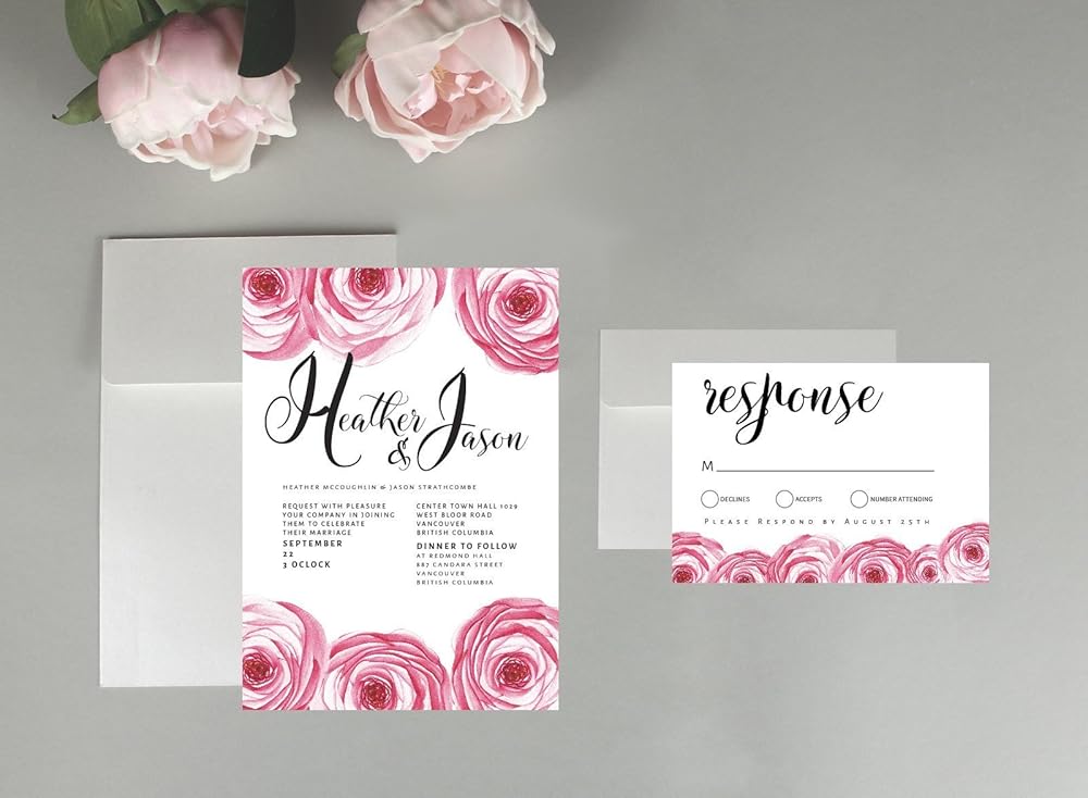 Floral wedding invitations, wedding invitations, water