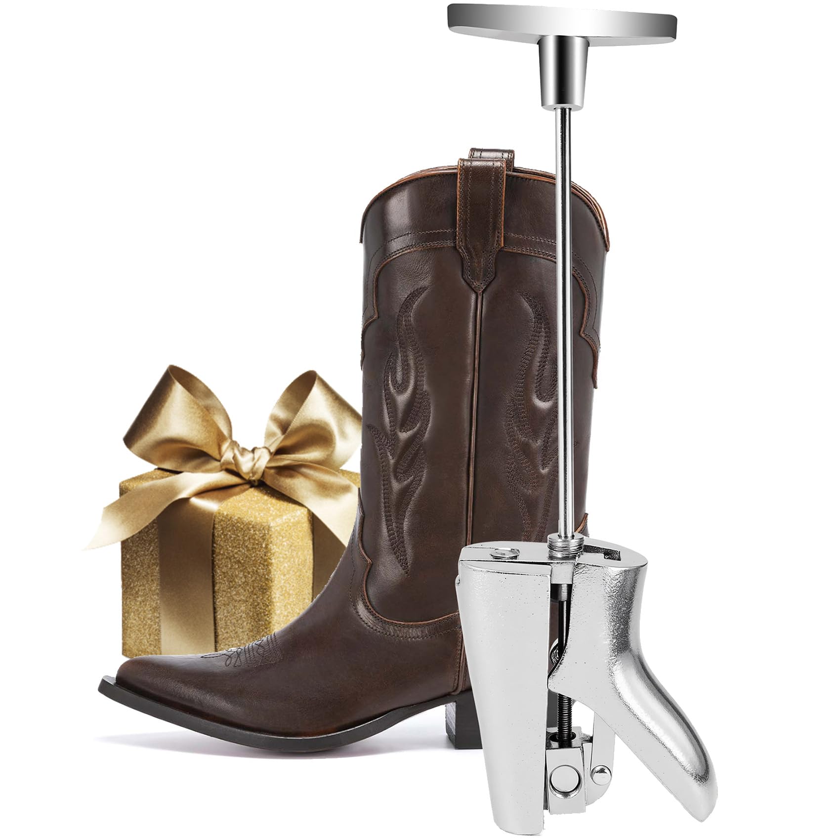 Heavy Duty Cast Aluminum Boot Instep Stretcher & Vamp Raiser - Shoe Stretcher for Western/Cowboy, Work, Riding & Hiking Boots - Adjustable Instep Expander Tool for Men and Women