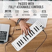 Vista 3 de Controlador de teclado MIDI USB Bluetooth de 25 teclas, controlador MIDI portátil y recargable para Mac y PC, producción de música con teclado