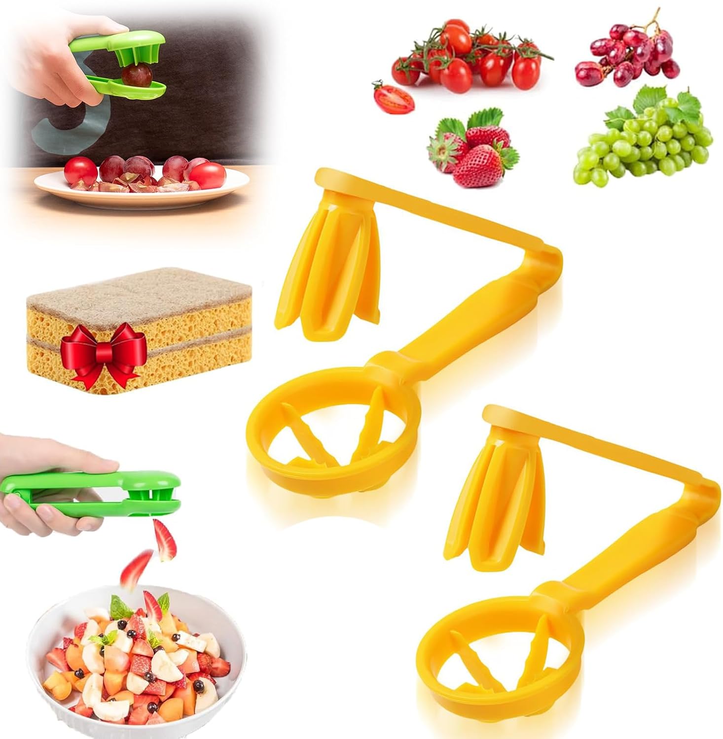 Cherry Tomato Strawberry Slicer, 2025 New 2 Pcs Grape Cutter Grape Slicer for Toddlers, Grape Cutter Quarter Fruit Slicer tool for Vegetable Fruit Salad Cake Decoration (2Pcs* Yellow) Cherry Tomato Strawberry Slicer, 2025 New 2 Pcs Grape Cutter Grape Slicer for Toddlers, Grape Cutter Quarter Fruit Slicer tool for Vegetable Fruit Salad Cake Decoration (2Pcs* Yellow)