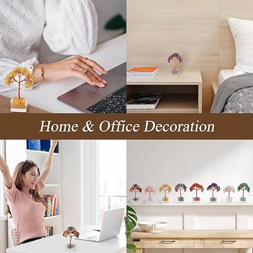Miniatura 9 de Árbol de la vida de 7 chakras, árbol de cristal curativo, árbol bonsái, decoración de escritorio de oficina, decoración de sala de estar,
