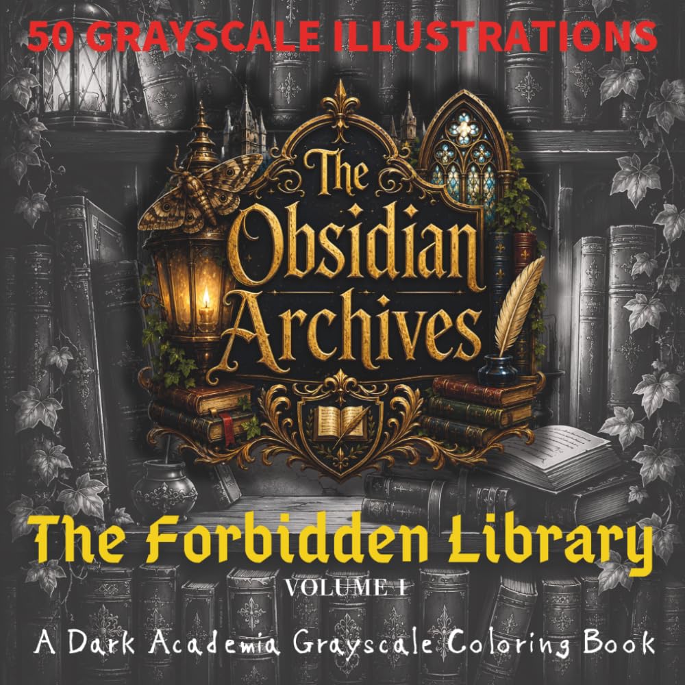 The Obsidian Archives: The Forbidden Library: A Dark Academia Grayscale Coloring Book VOLUME Ⅰ