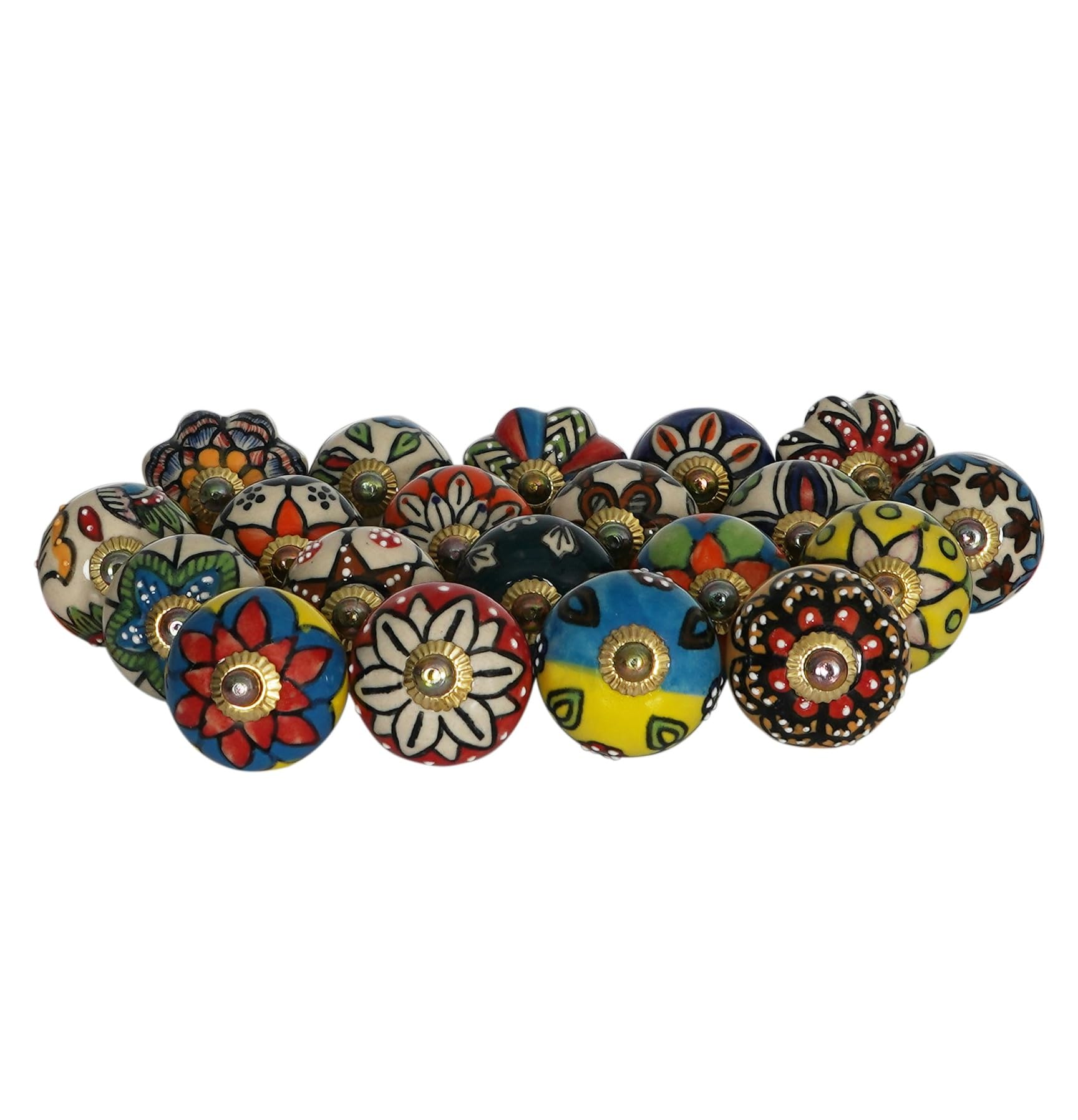 SHIFU HANDICRAFT Knobs for Cabinets and Drawers Assorted Ceramic Knobs Vintage Multi Pack of 20 Kitchen Knob Boho Decorative Door & Drawer Pulls Kitchen Door Cupboard, Furniture Wardrobe Bathroom