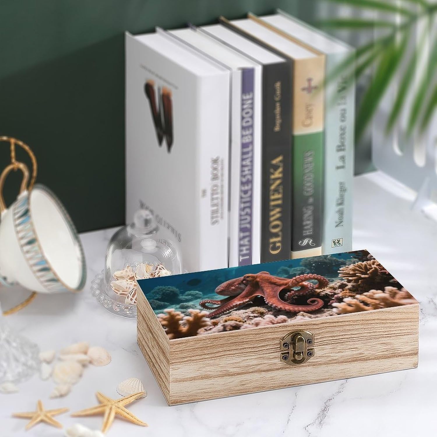 Octopus Wooden Keepsake Box Wood Storage Memory Box image 4