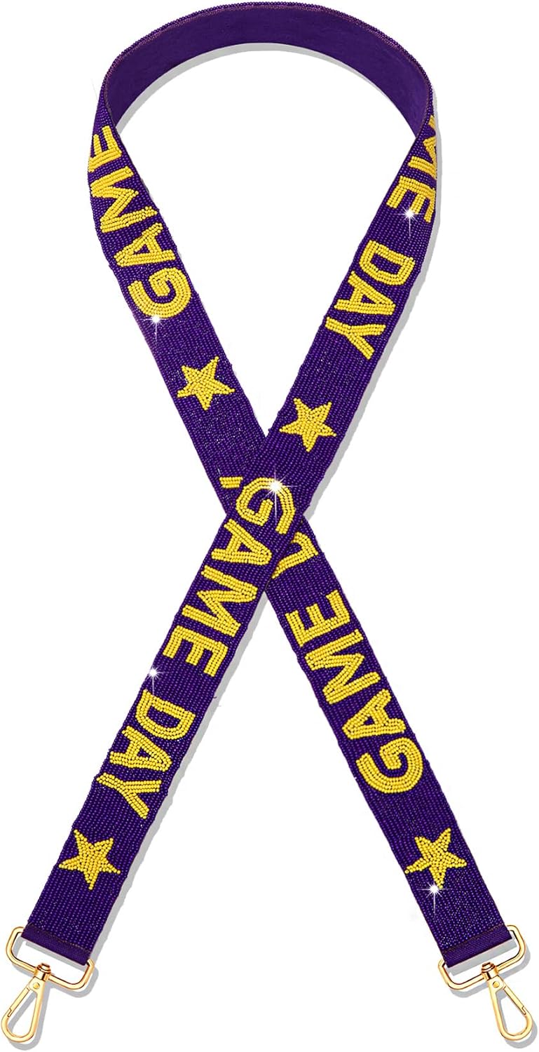 NVENF Beaded Purse Strap Replacement Burgundy White Game Day Football Purse Strap Crossbody Bag Straps Game Day Outfits Football Accessories (Burgundy White)