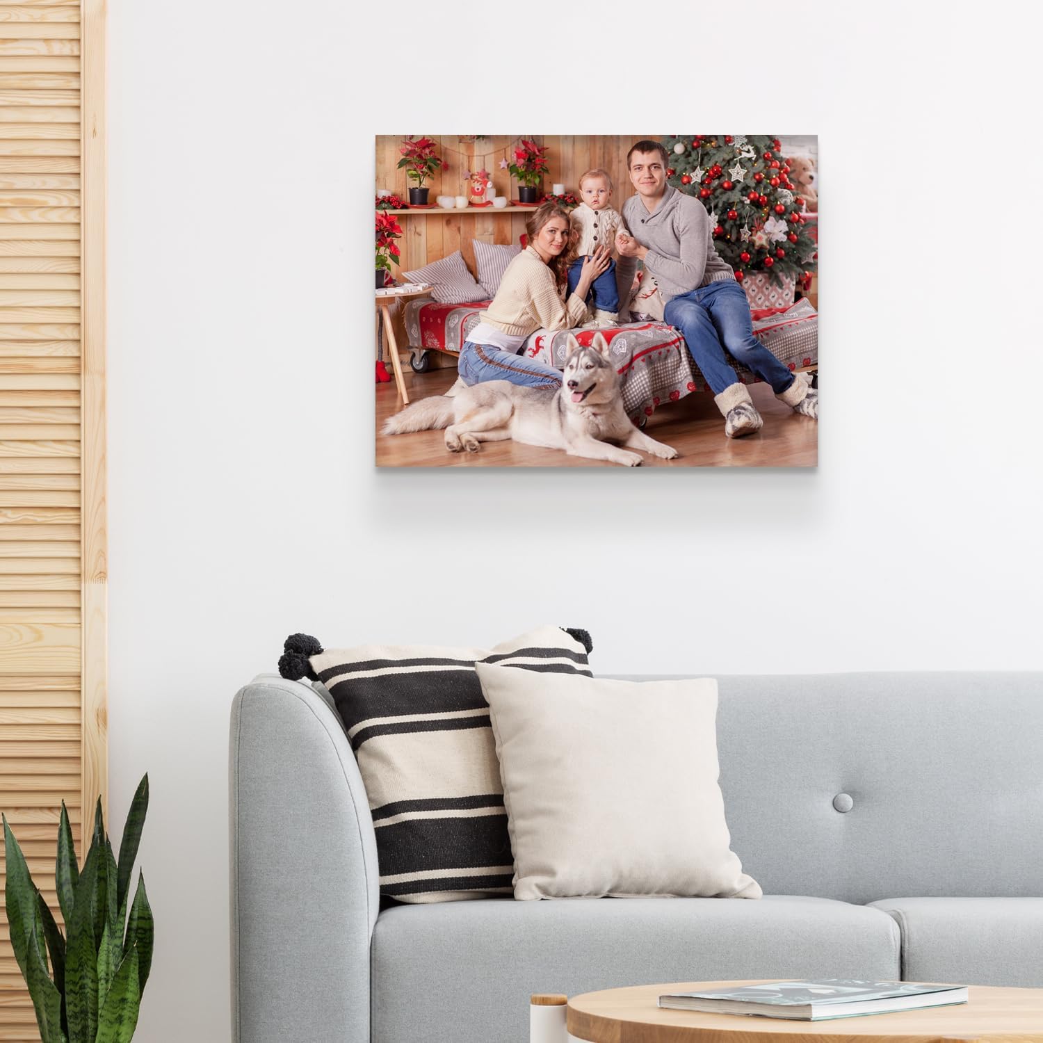 Custom Canvas Prints With Your Photos - Customized Framed Wall Art Personalized Canvas Pictures Photo Prints for Bedroom, Living Room, Wedding Baby Pet Family Gifts (16" x 12")