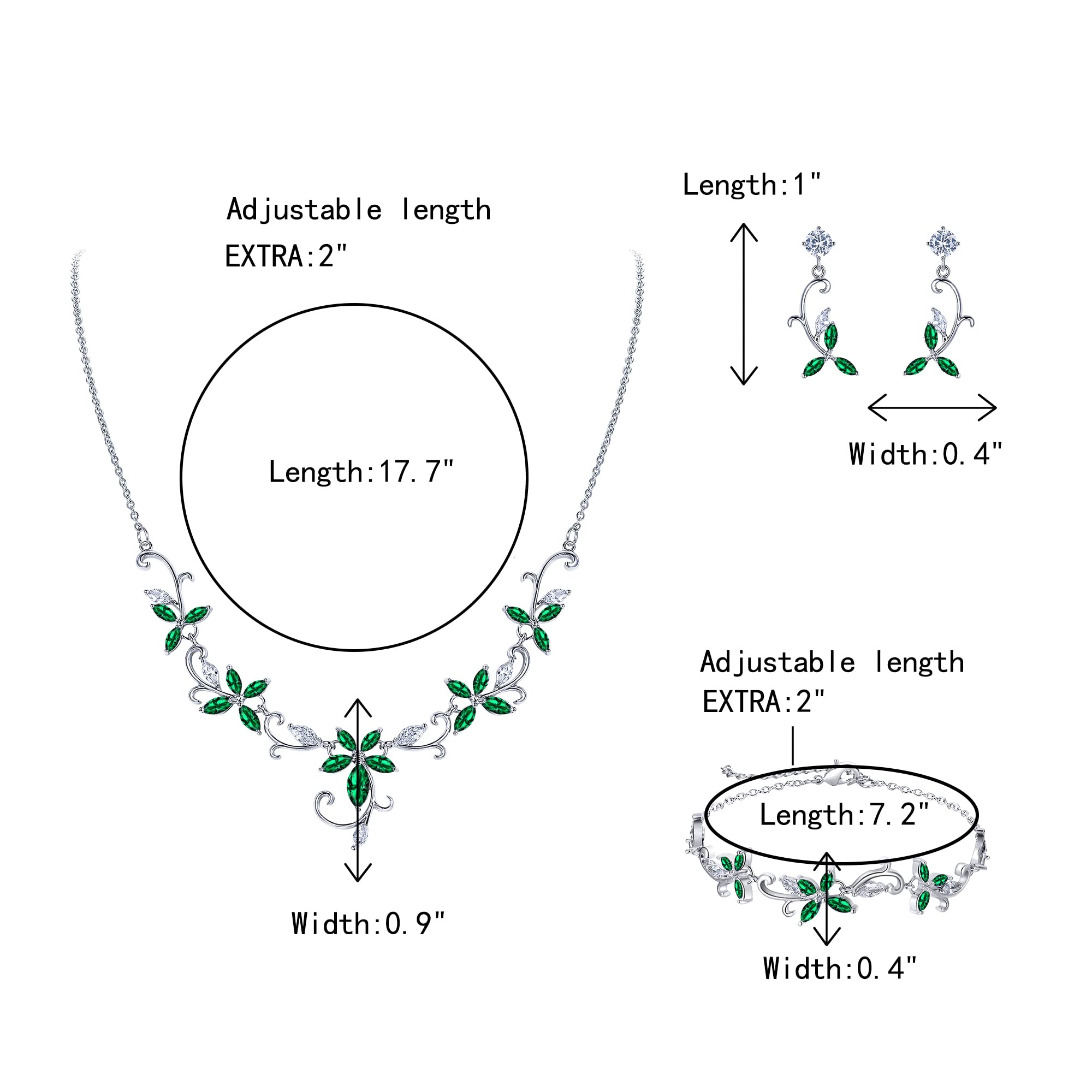 Parure Bijoux Femme Mariage Zircone Cubique Collier Boucles d'oreilles et Bracelet 3PCS Ensemble pour Fête Mariée