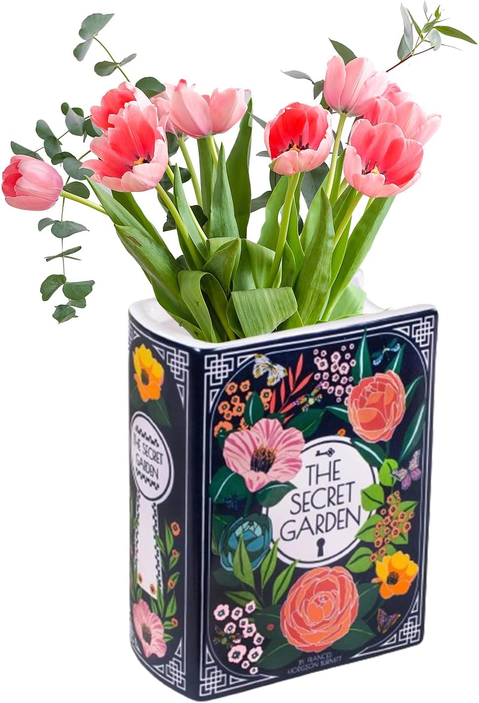 Small Book Shaped Decorative Vase, Ceramic Book Vase for Flowers, Unique Book Flower Vase Modern Decorative Vase for Home Office Bookshelf Living Room Bedroom Decor