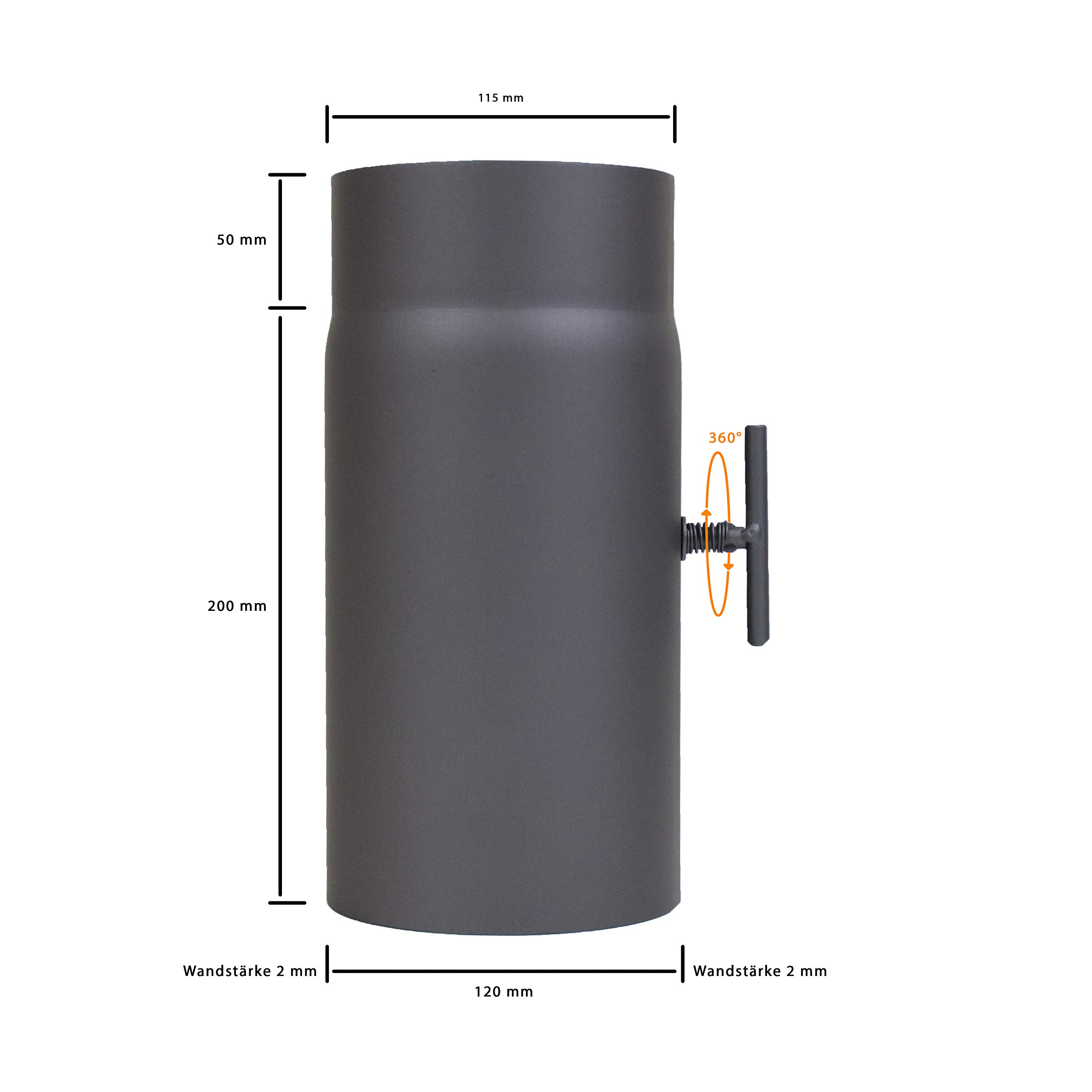 LANZZAS Ofenrohr-Bogen 33° – Ø 180 Mm, Schwarz, Aus Stahl (2 Mm Wandstärke)