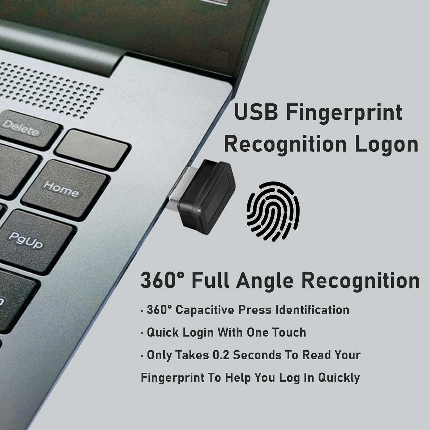 USB Fingerprint Reader connected to laptop