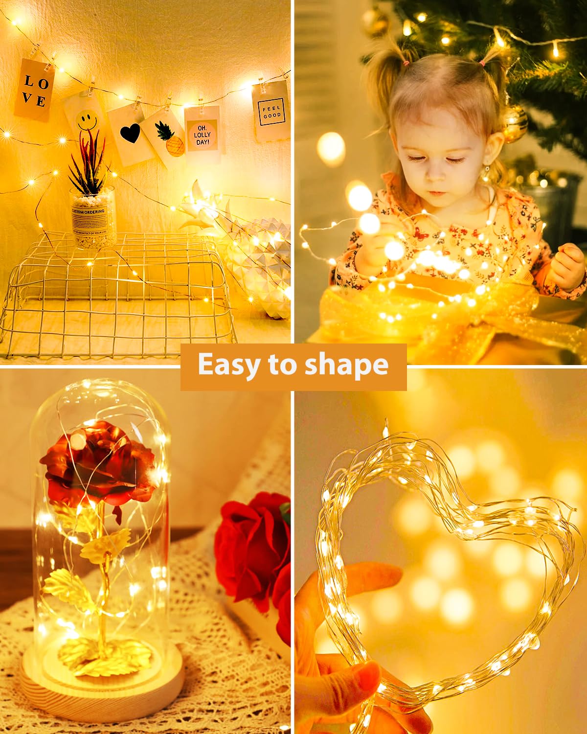 Lot De 6 Guirlandes Lumineuses à Piles 2 Mètres - 20 LED, Minuterie 6h, 3 Modes, Fil Argenté, Pour Déco Intérieur - 5