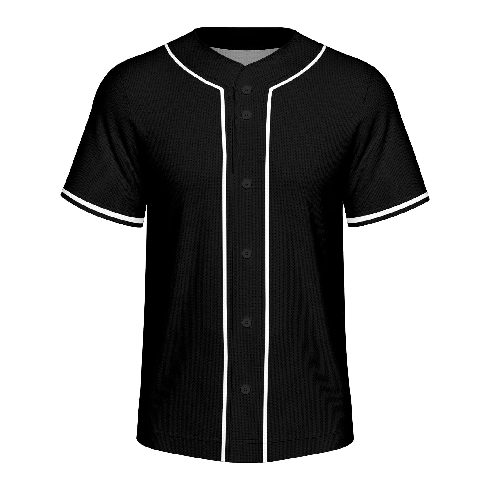 Lalkllo Men Baseball Jersey Solid Shirts Plain Casual Button Down Short Sleeves T-Shirt Sports Uniform S-2XL