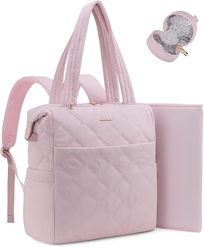 Miniatura 10 de LOVEVOOK Mochila para pañales, bolsa de pañales para mamá y papá con cambiador, bolsillos aislados, mochila ligera convertible para mamá con funda