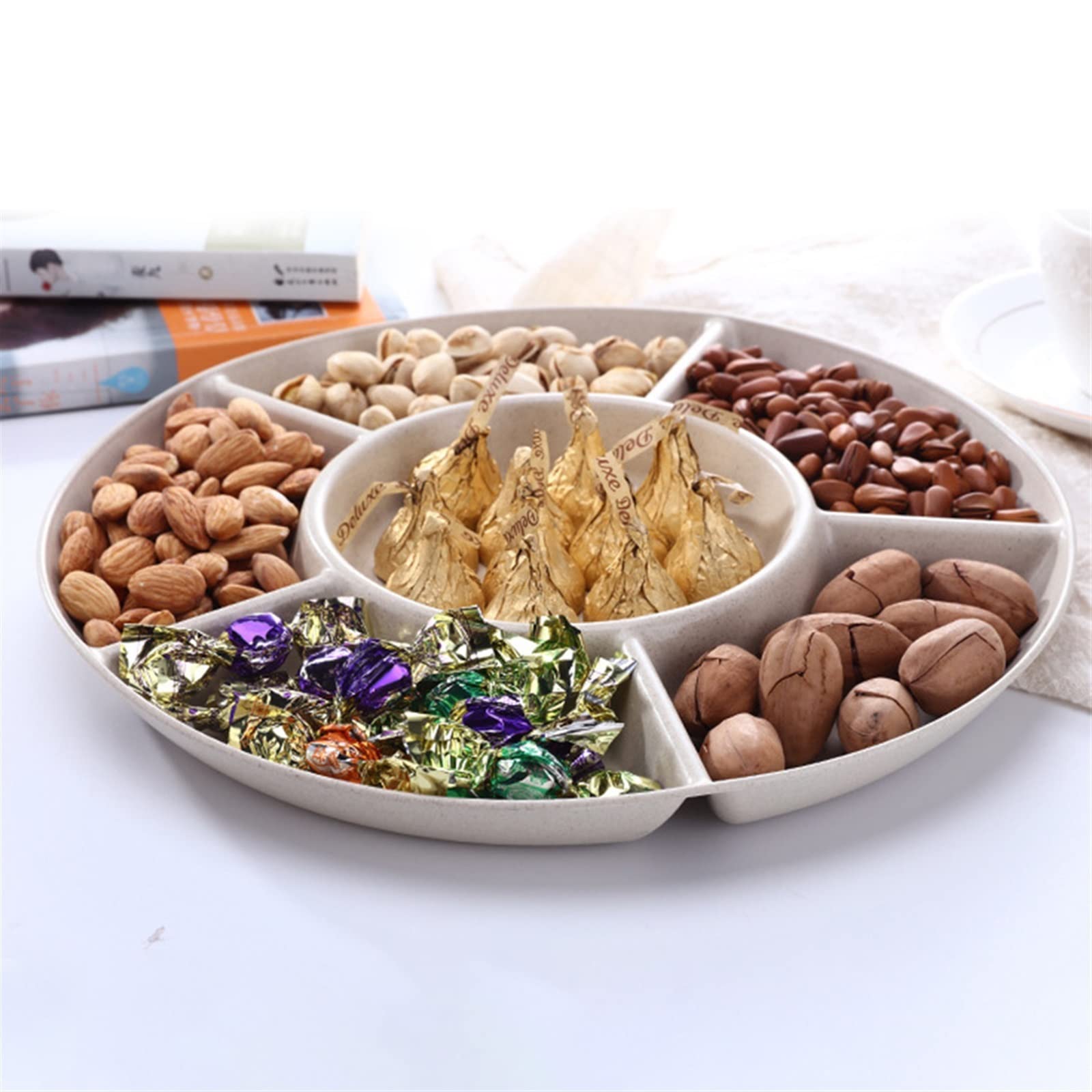 Bol à fruits - Plateau de rangement pour fruits secs - Assiette de service pour les apéritifs, les bonbons, les pâtisseries, les noix, les fruits secs