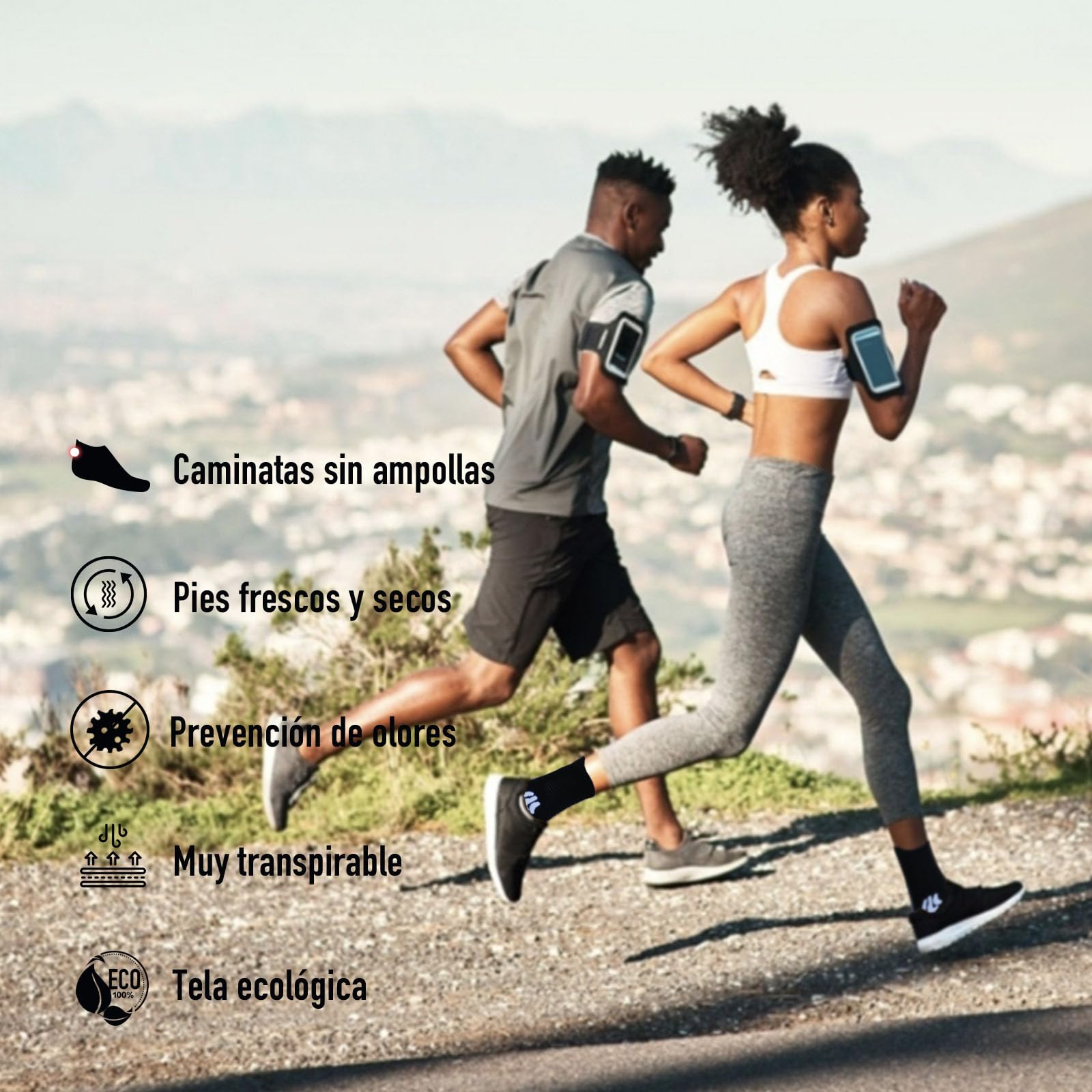 BRISIRA Coolmax Bambú 3 Pares Calcetines Compresión Running Deporte Hombre,Antiampollas Sin Costuras para Senderismo, Antiolor Trail, Hombres y Mujeres 35-51