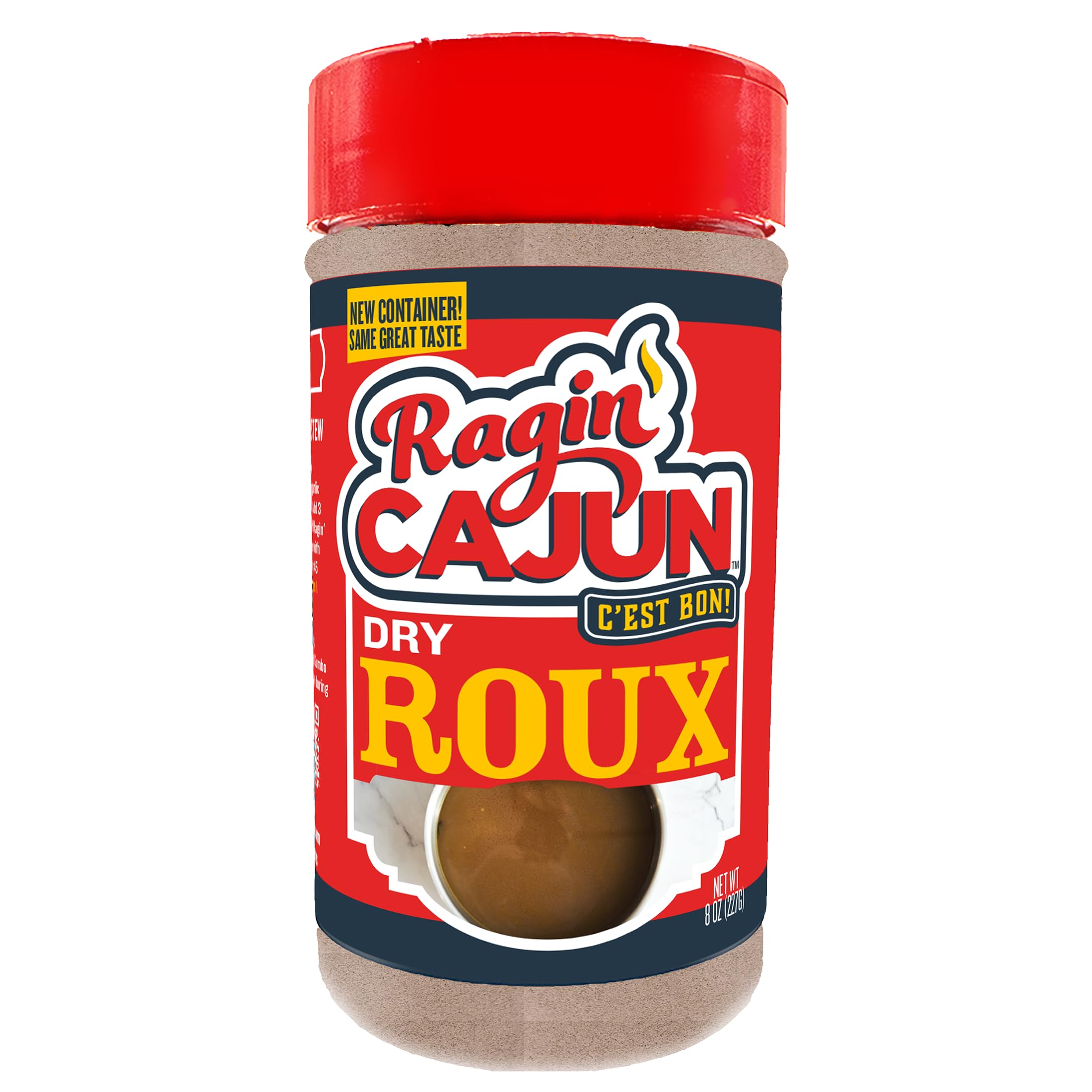 Ragin' Cajun Authentic Dry Roux - 8 oz Jar, Fat-Free, All Natural, Hand-Crafted - Louisiana Cajun Gumbo & Gravy Base