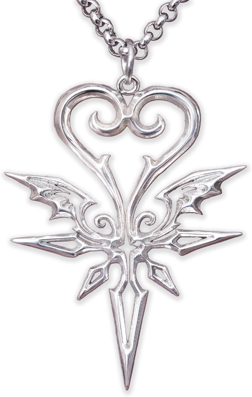 Stainless steel two-sided kingdom heart pendant with chain
