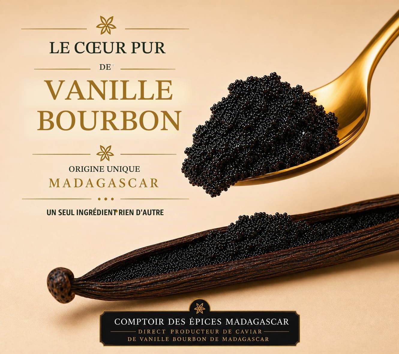 Caviar de Vanille 50g – Pulpe Pure de Vanille Noire Gourmet Madagascar – Qualité Ultra Premium – Direct Producteur Mada Organic – Idéal Pâtisserie & Gastronomie