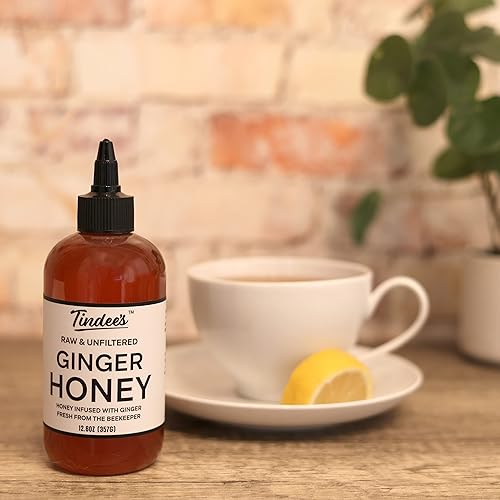 Miniatura 8 de TINDEE'S Miel orgánica con infusión de limón, cruda y sin filtrar, botella exprimible de 12.6 onzas. Fresca del apicultor