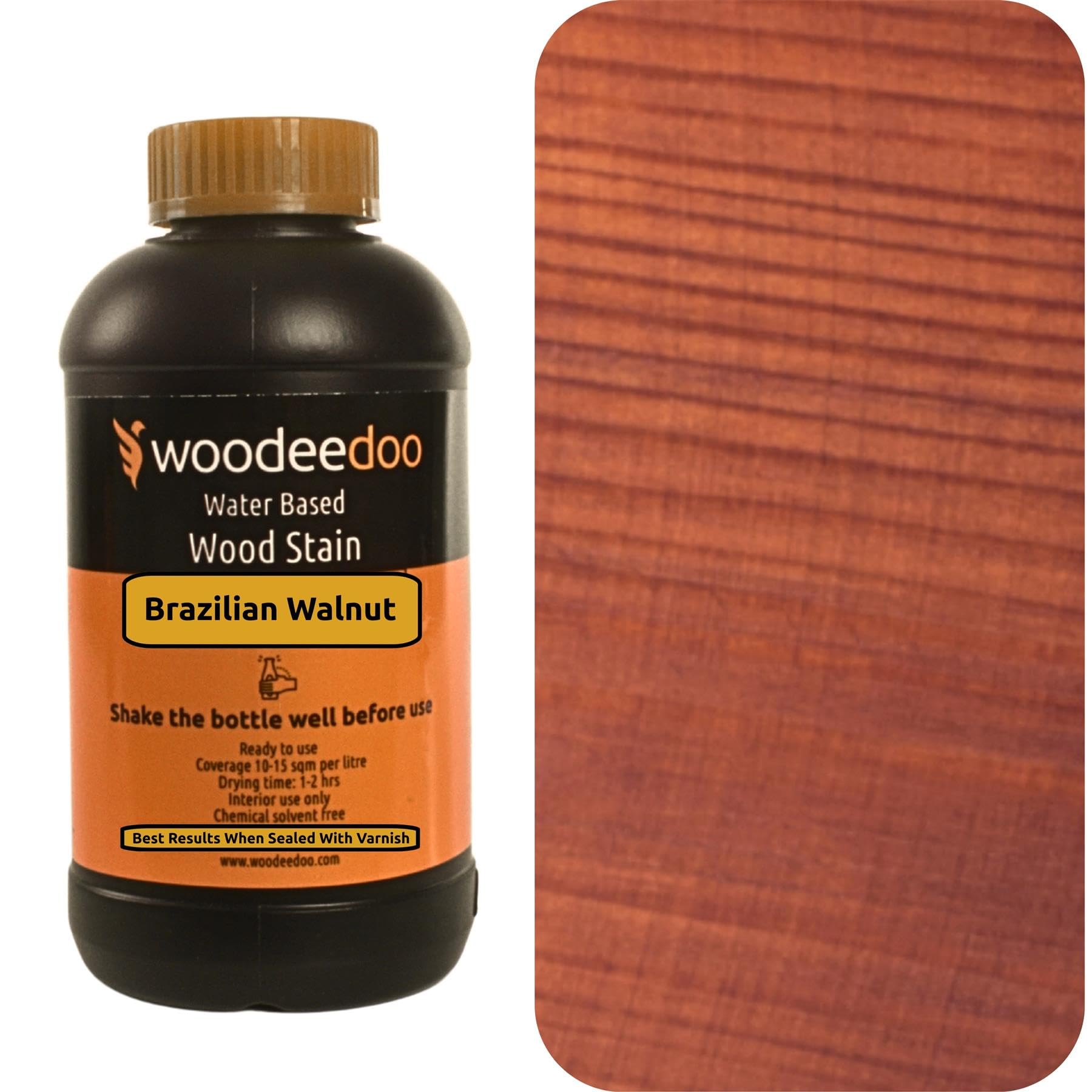 Woodeedoo Brazilian Walnut Water Based Wood Stain | Wood Dye | Ready To Use | Environmentally Friendly | Solvent Free | Odour Free | 450 Ml |