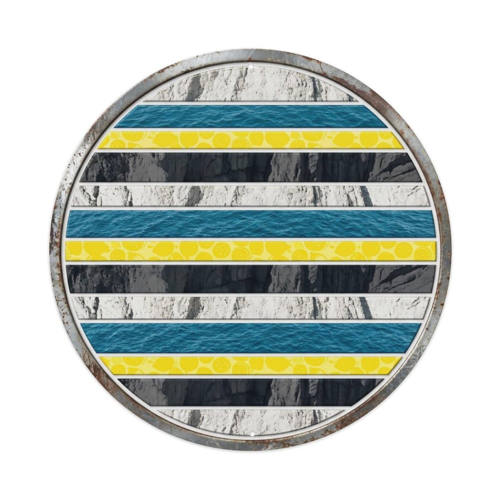 Amalfi Macro Coast Travel Metal Tin Sign Plaque Wall Decor for Cafe, Club Bar, Office, Home Garden Round Metal Poster 8x8Inch