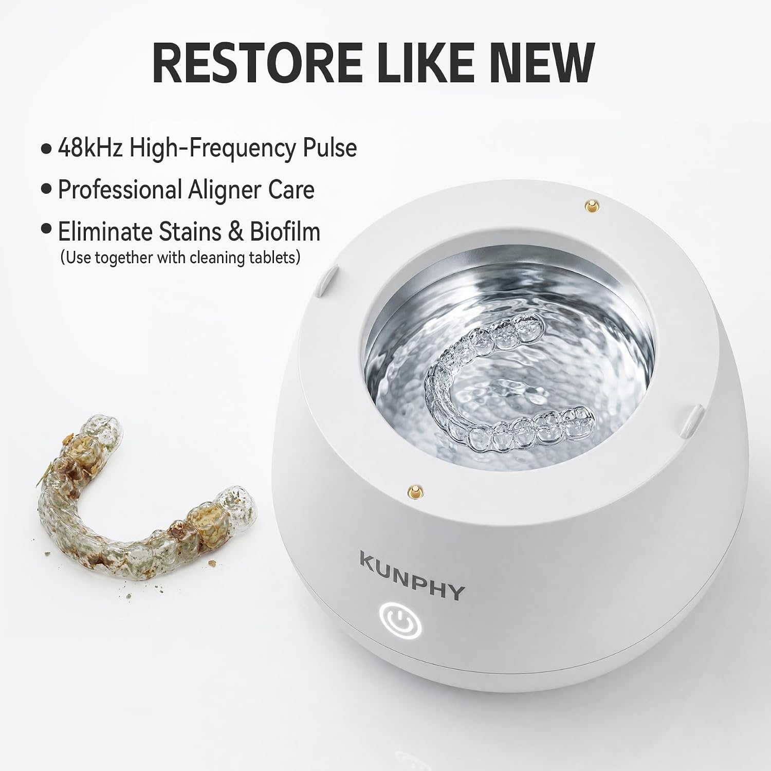  Ultrasonic Retainer Cleaner Machine, 48kHz Dental Cleaning Pod Home thumbnail