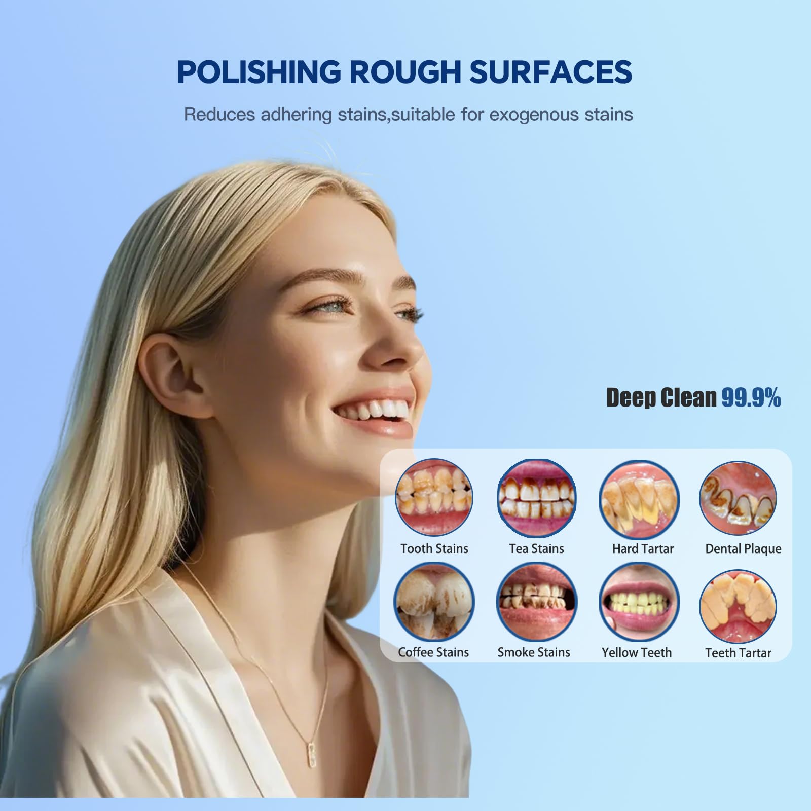 Lucidatrice elettrica per denti, rimozione delle macchie di placca con 6 testine - Smacchiatore dentale per sbiancare i denti gialli