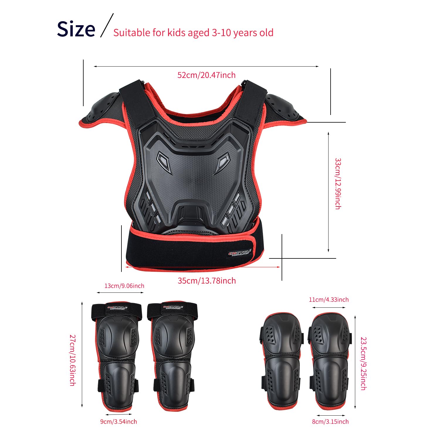 Tuta da motociclista per bambini, con protezione per gomiti, ginocchiere, parastinchi, protezione toracica e colonna vertebrale, attrezzatura da motocross, per sport all'aria aperta