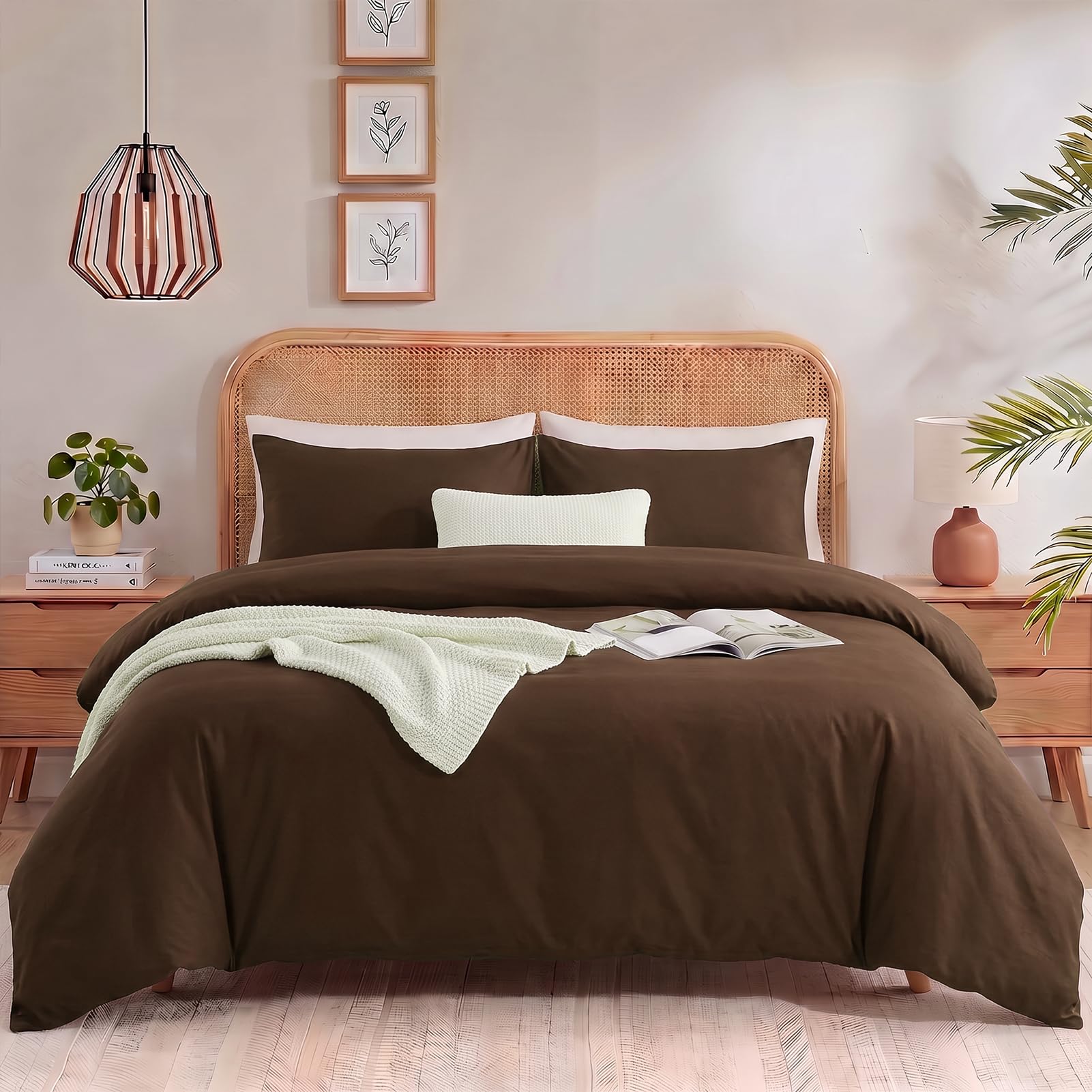 NEXHOME PRO Duvet Cover Oversized Queen Size, 3 Pieces Cotton Bedding Cover