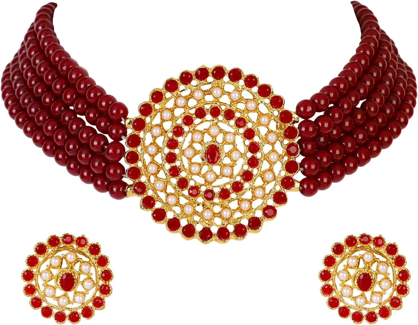 Latest Choker Design Traditional Stylish Fancy Pearl Necklace Jewellery Set for Women