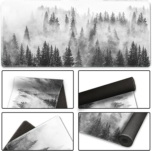 Vista 52 de ARTSO Alfombrilla de escritorio grande negra, alfombrilla de mouse para juegos XXL, alfombrilla de escritorio antideslizante con base de goma, Flor