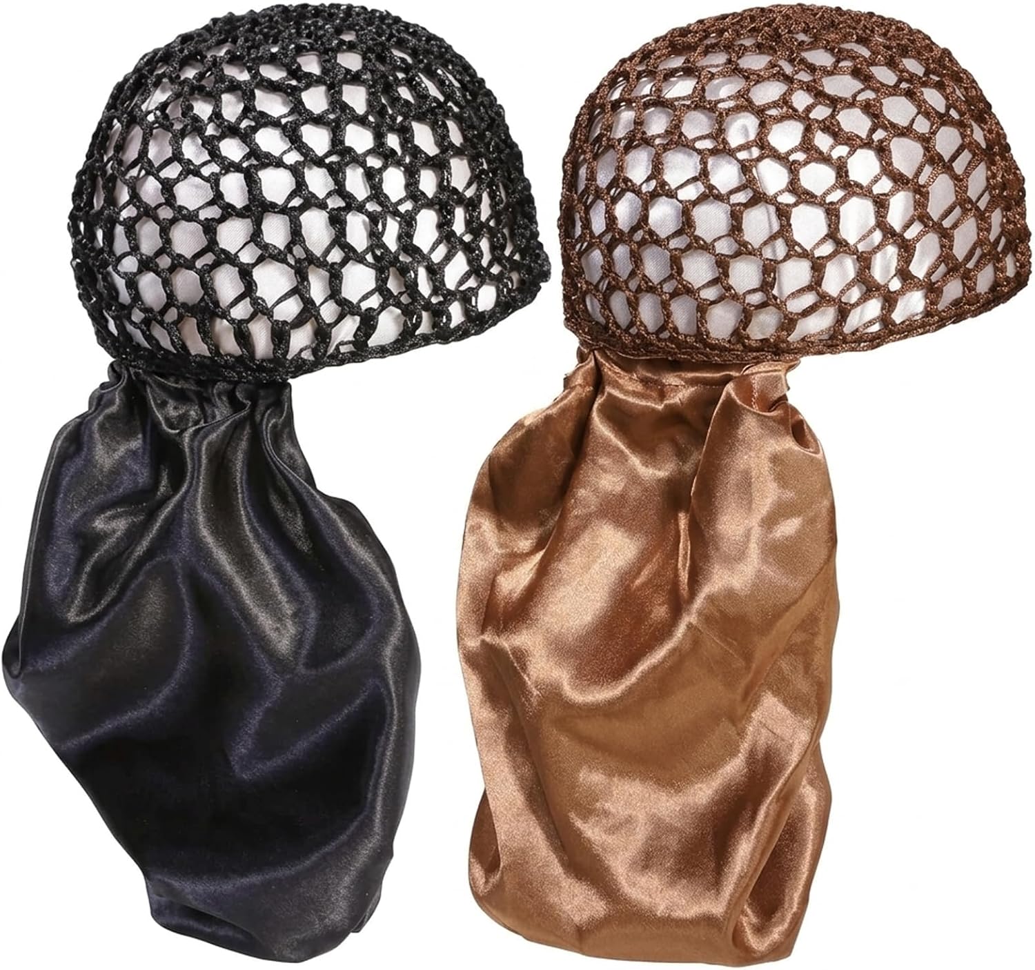 2 PCS Hair Net for Silk Press, 2 in 1 Wrap Cap for Silk Press Wrap for Overnight Hair Protection, Travel Hair Maintenance, Frizz Control, Two Color Options Black and Brown