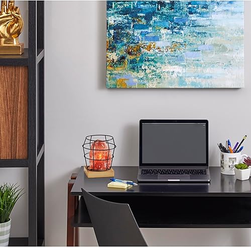 Miniatura 7 de Adesso SL1147-12 Faith Lámpara de mesa de sal del Himalaya, 8 pulgadas, bombilla tipo B de 7 W, metal negromadera natural, 1 lámpara novedosa