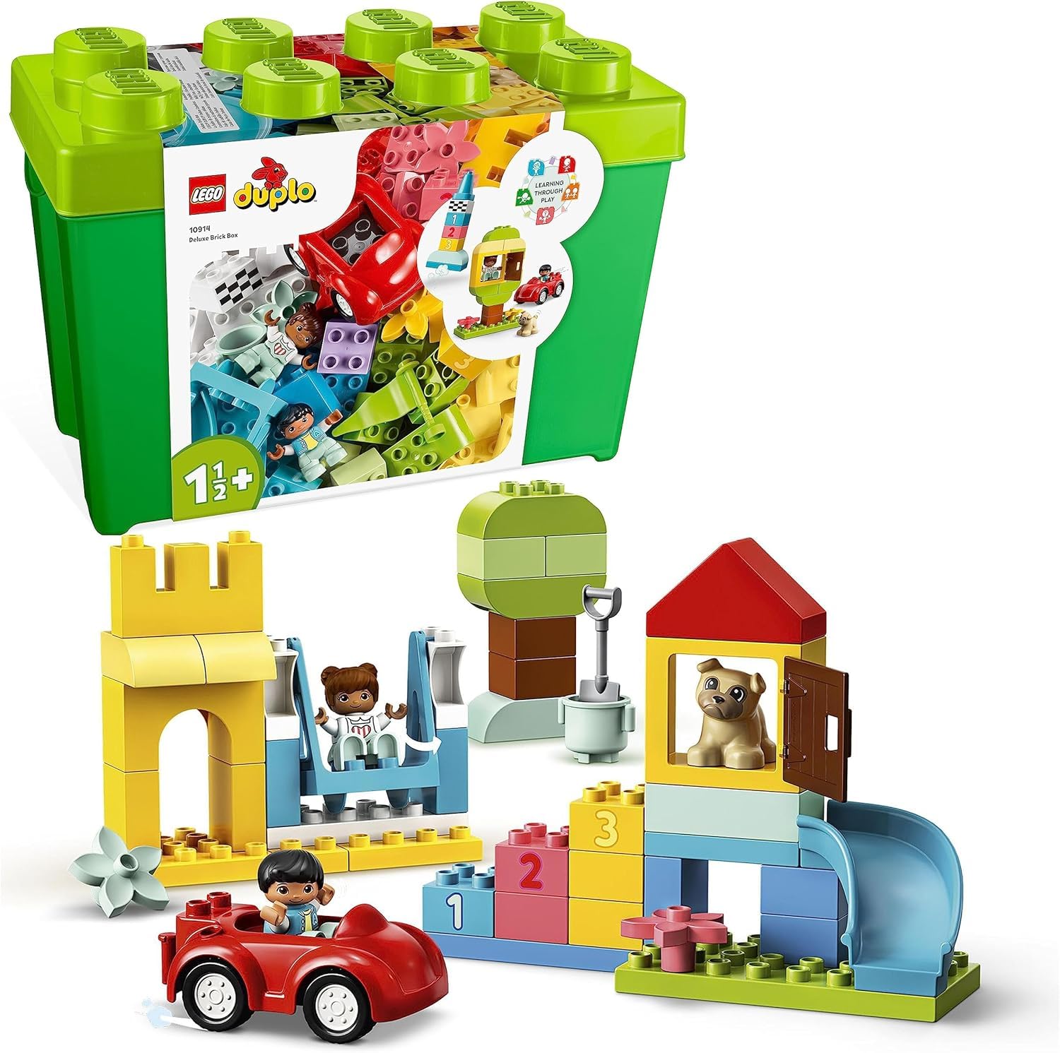 LEGO 10914 DUPLO Deluxe Steinebox, ab 1,5 Jahren & 10913 DUPLO Classic Steinebox, Kreativbox mit Aufbewahrung, erste Bausteine, Feinmotorik-Lernspielzeug, Geschenk für Kleinkinder ab 1,5 Jahren