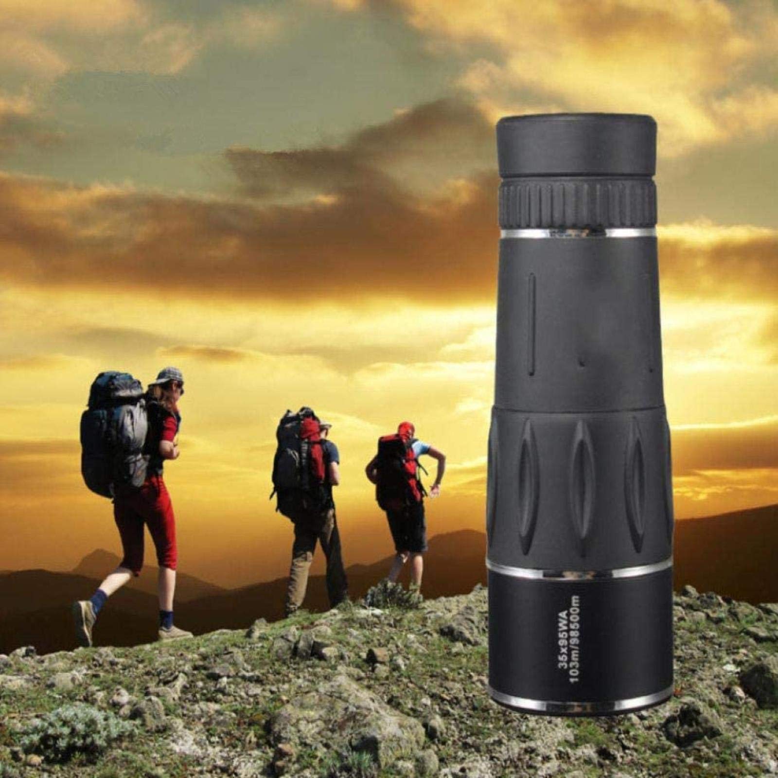 LYGXWJFC Teleskopy dla dorosłych Astronomia, okular monokularowy dużej mocy Teleskop wysokiej mocy 35X95 Monoculo dalekiego zasięgu na kemping LLL Lornetka z zoomem Lunety Blackmonocular
