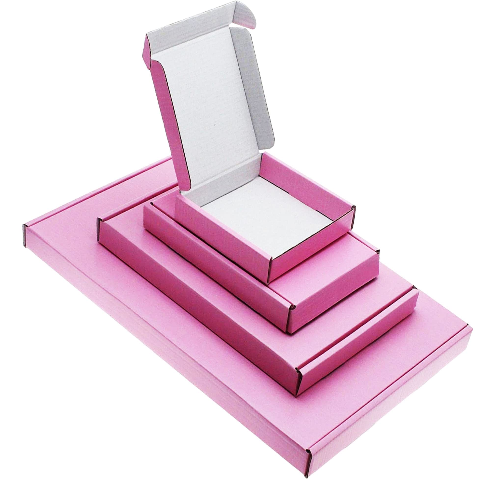 Pink C6 C5 C4 Mini PIP Boxes - Large Letter Postal Cardboard Shipping Boxes A6 A5 A4 - Mini Size (10cm x 10cm x 2cm, 50)